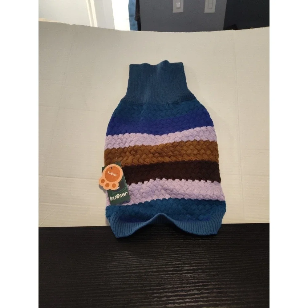 Kuoser Dog Sweater XLARGE Multi color Cable Knit Turtleneck Winter Pet Cozy.